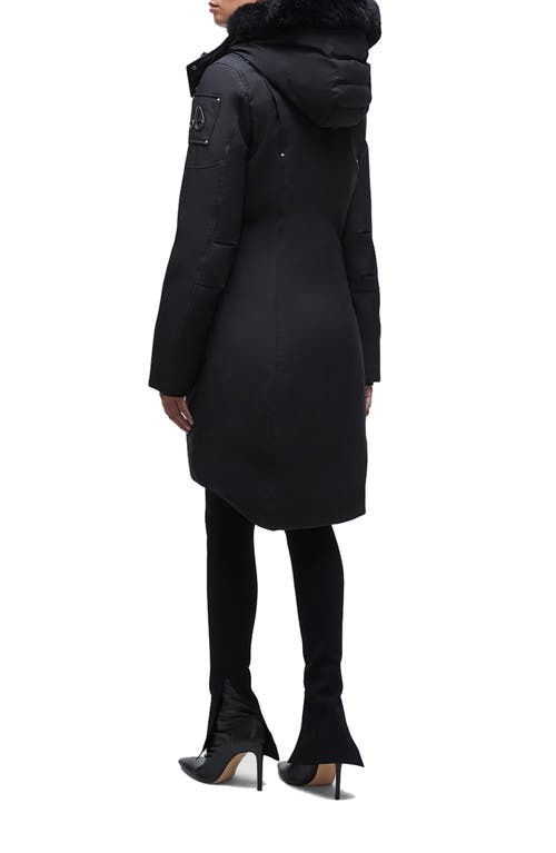 Moose Knuckles Baltic Down Parka With Genuine Shearling Trim In Navy/black