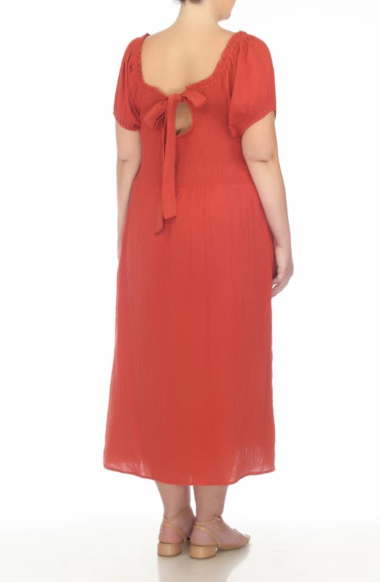 Boho Me Back Tie Midi Dress In Rust Spice