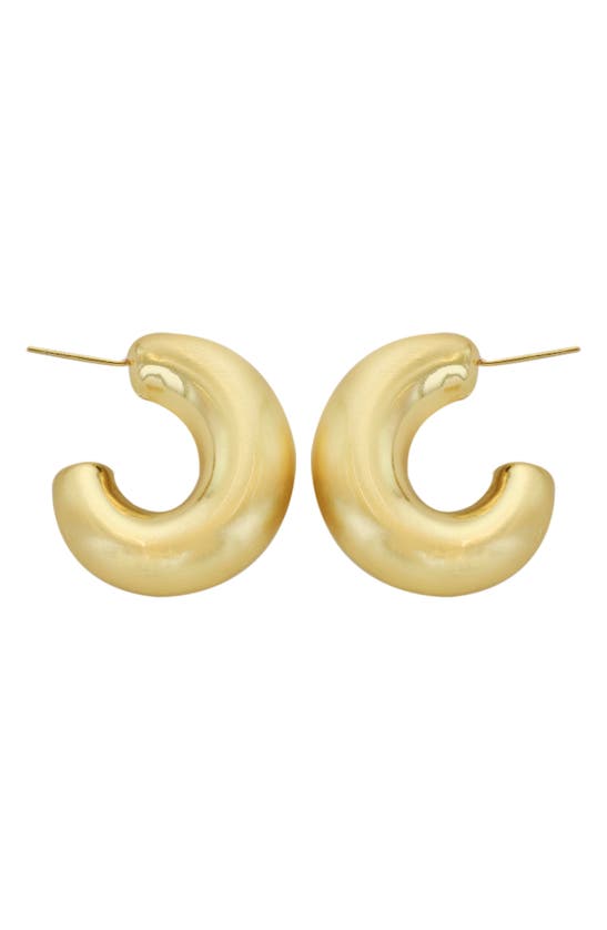 Shop Panacea Satin Polished J Hoop Earrings In Gold