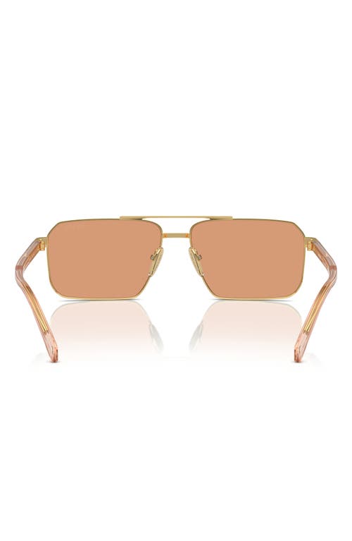 Shop Prada 58mm Rectangular Sunglasses In Gold/peach