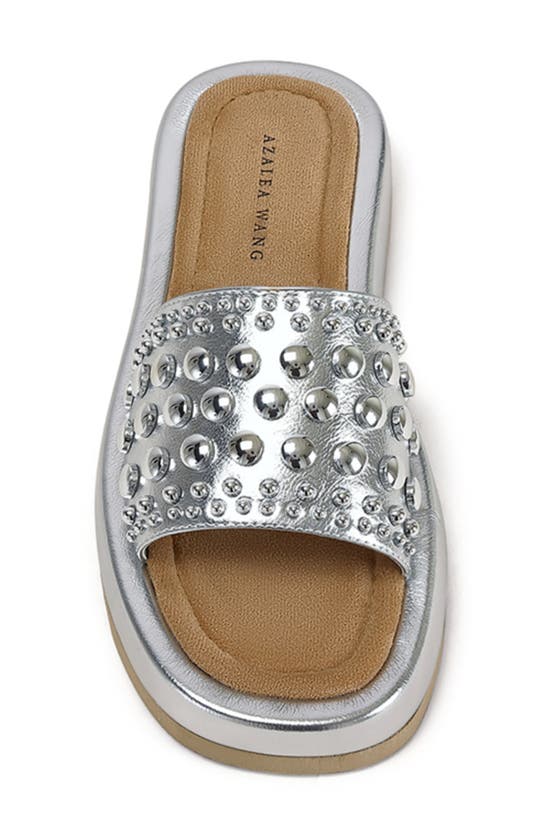 Azalea Wang Espinosa Platform Slide Sandal In Silver