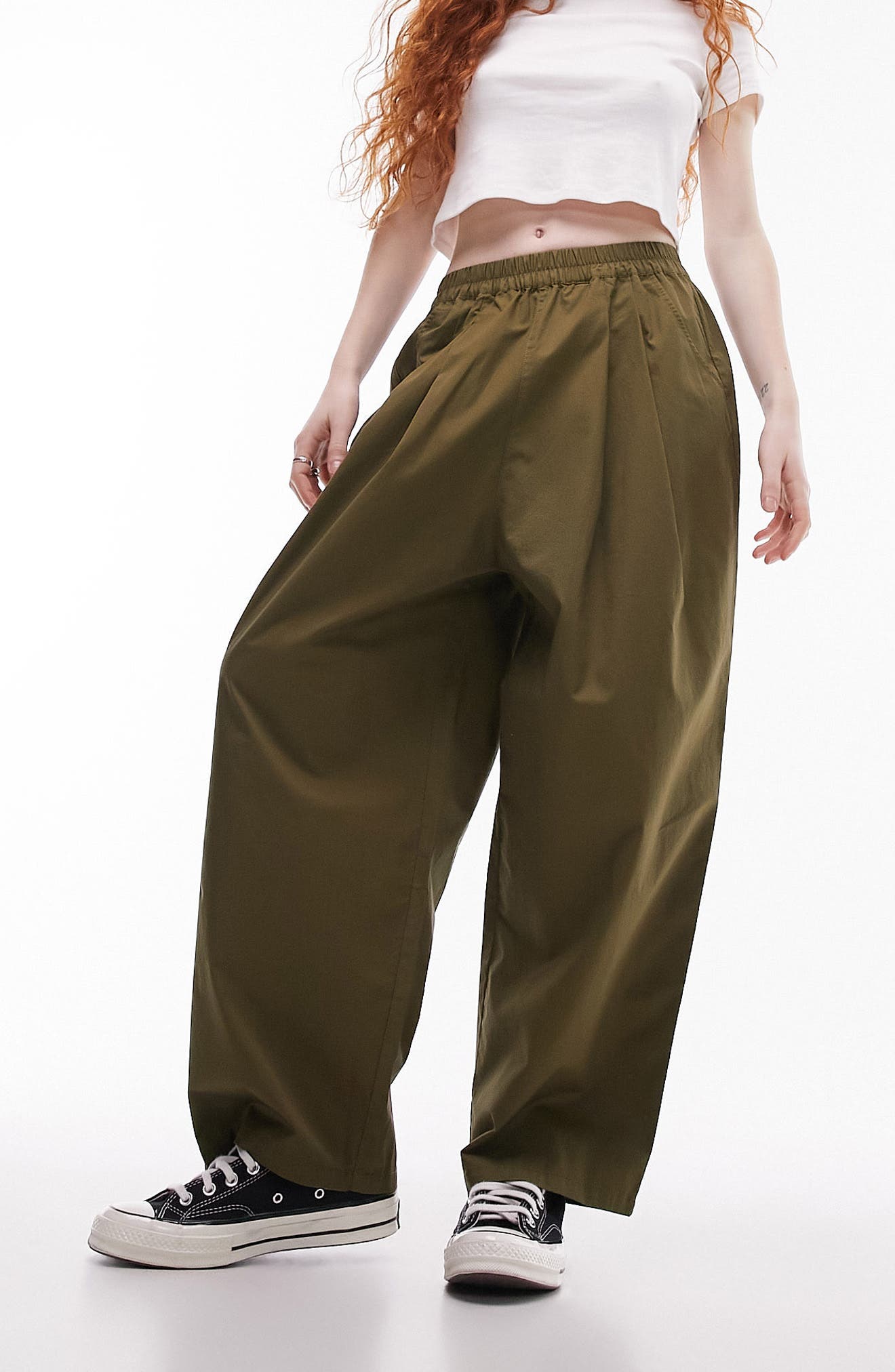 Pleated Cotton Balloon Pants