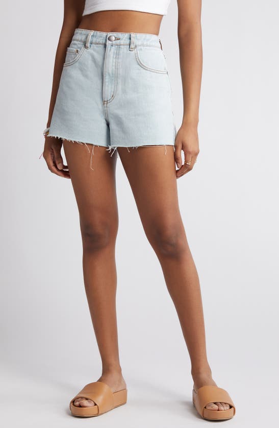 Shop Billabong Riley High Waist Cutoff Denim Shorts In Faded Indigo Fray