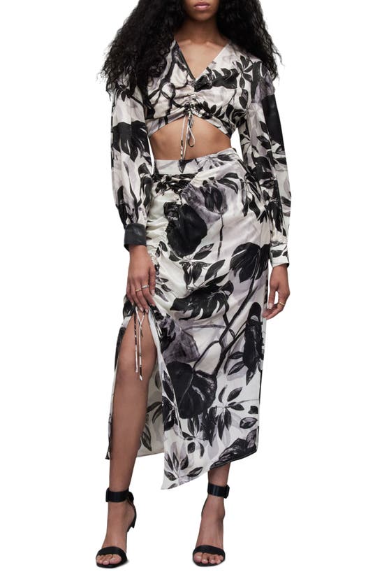 Allsaints Carlie Jackie Floral Cropped Blouse In Ecru White