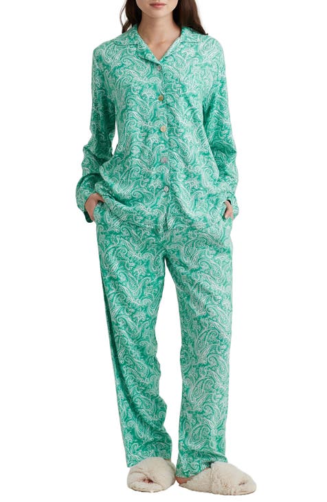 Sophia Paisley Print Brushed Jersey Pajamas