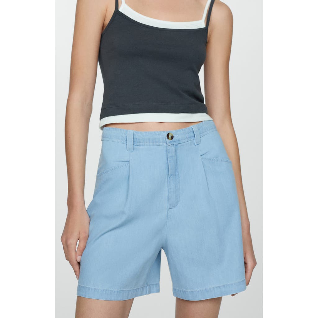 Mango Bermuda Denim Look Shorts In Light Blue In Light Blue