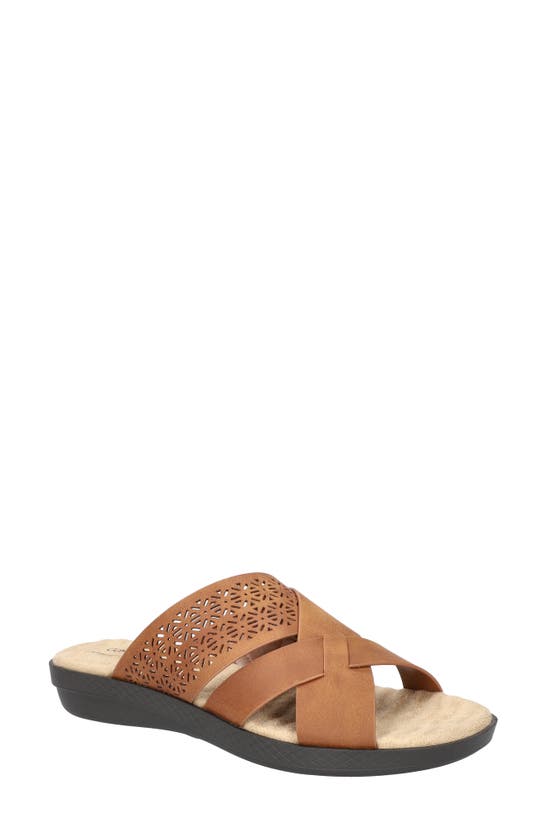 Shop Easy Street Coho Lasercut Slide Sandal In Tan