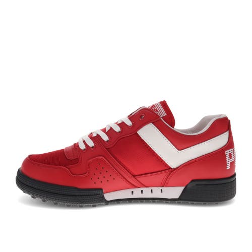 Pony Mens Astro Classic Genuine Leather Premium Lace Up Athletic Sneaker Shoe In Red/white