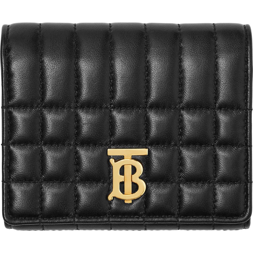 Burberry Lola Quilted Leather Trifold Wallet In Black/light Gold