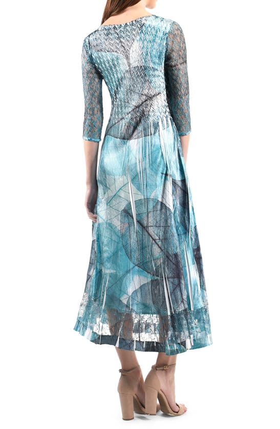 Shop Komarov Abstract Print Charmeuse & Lace Cocktail Midi Dress In Rainforest