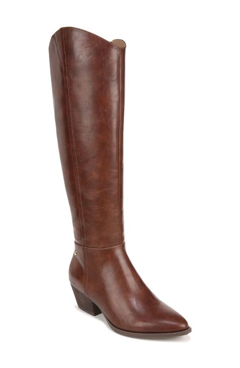 New! Tory Burch 'Fulton' Riding Boots Brown Gold Leather