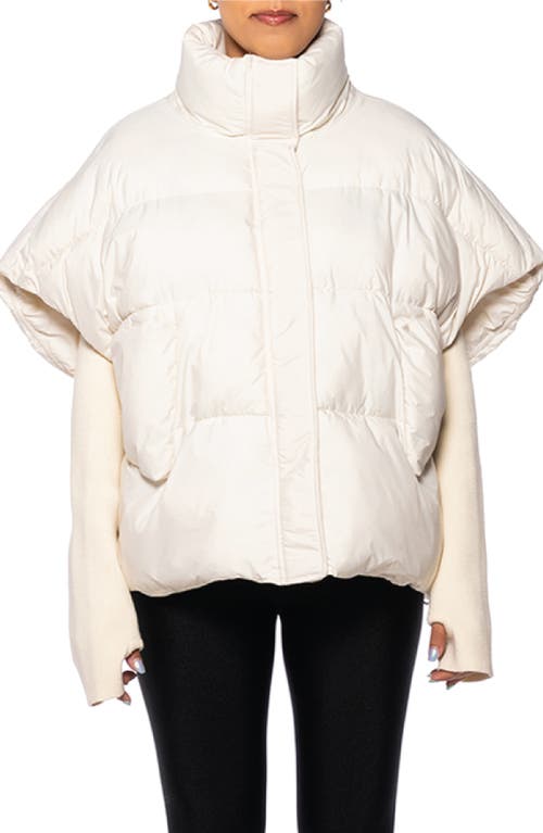 Willow Layered Mixed Media Puffer Jacket in Ivory