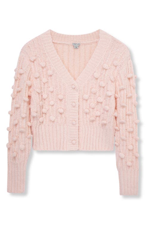 Habitual Kids Kids' Pom Crop Cardigan in Light Pink 