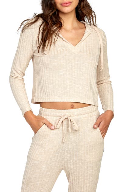 Rvca Mesa Hooded Crop Top In Sand | ModeSens