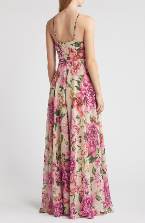 Shop Lulus Season Of Love Sleeveless Gown In Rusty Rose Floral