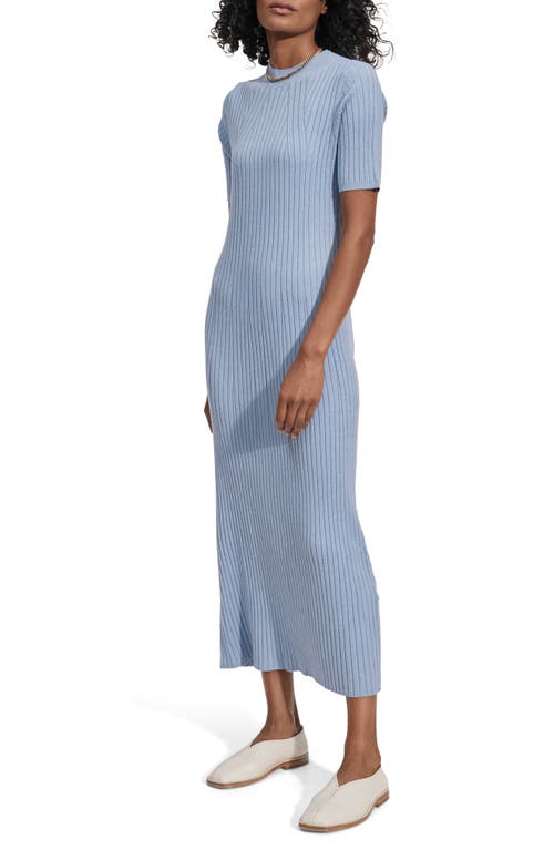 Shop Varley Maeve Rib Midi Sweater Dress In Ashley Blue