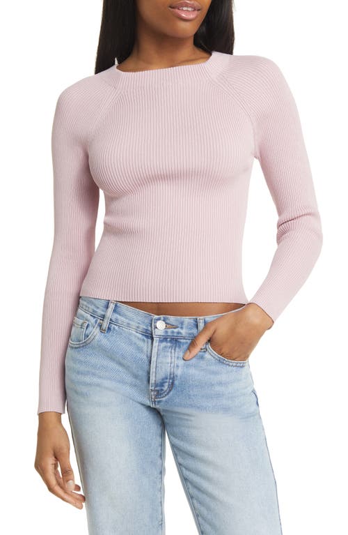Open Back Rib Sweater in Muted Pink
