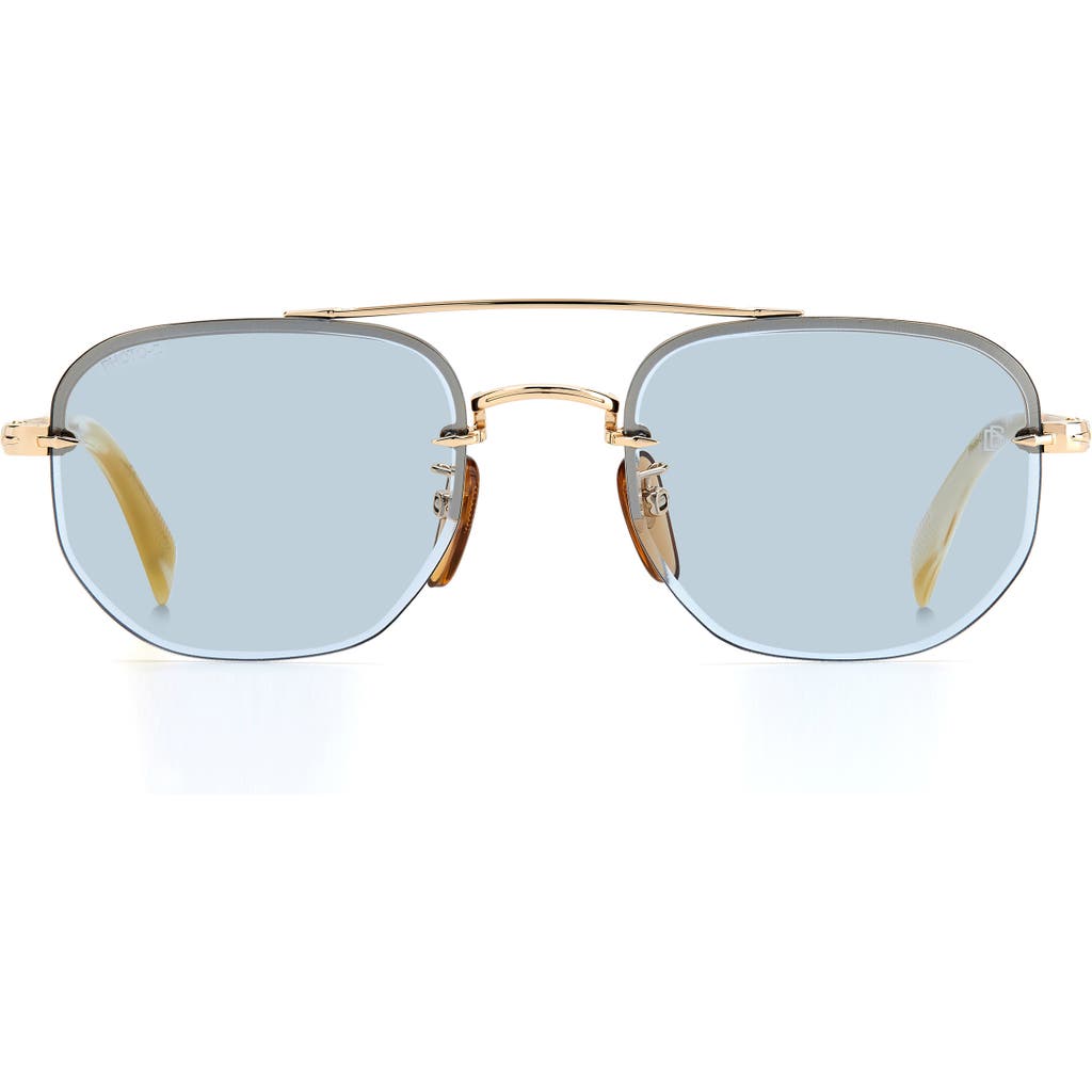 David Beckham Eyewear 53mm Geometric Sunglasses In Gold Beige Horn