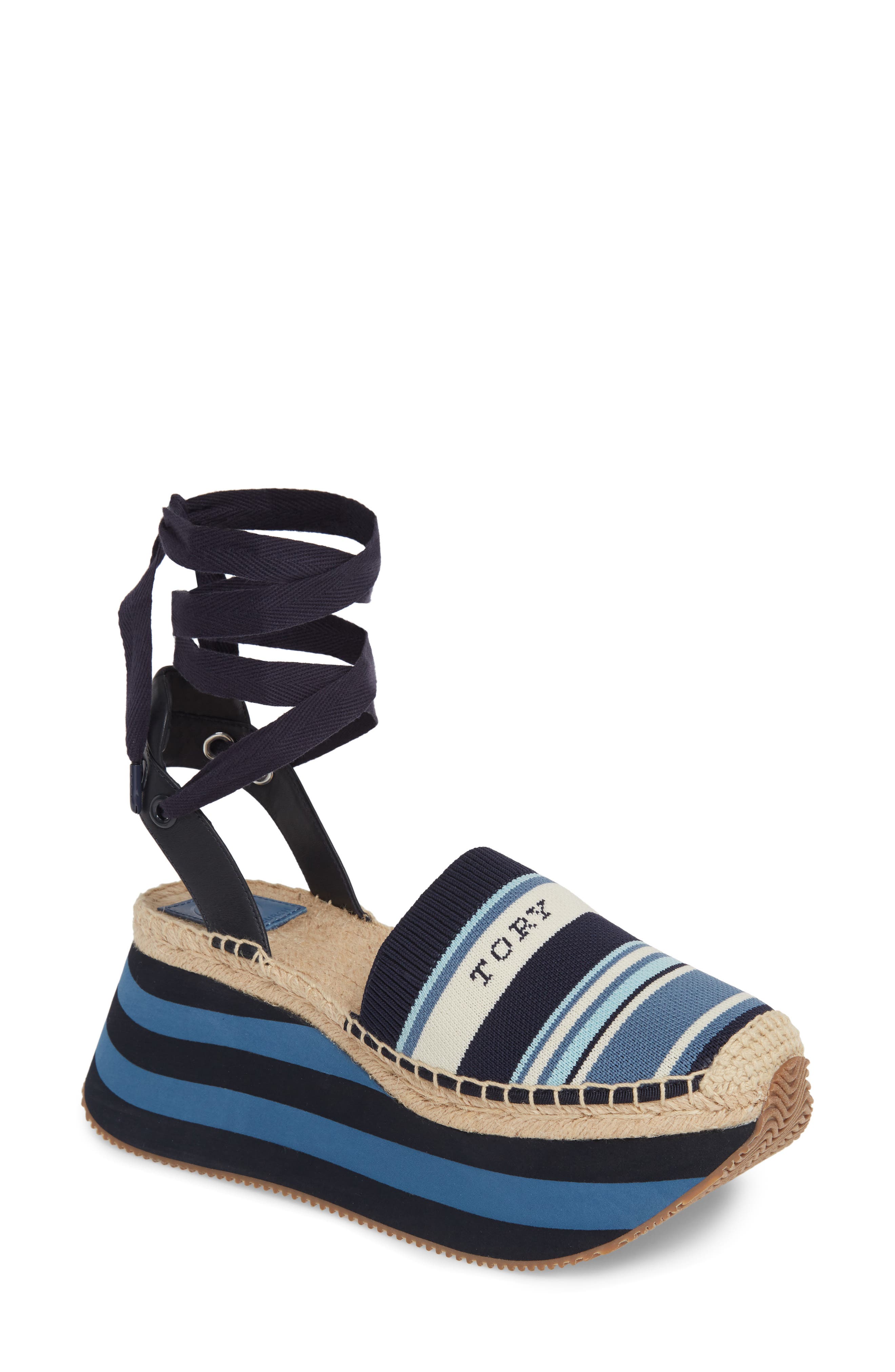 Tory Burch Daisy Lace-Up Platform Shoe, Blue