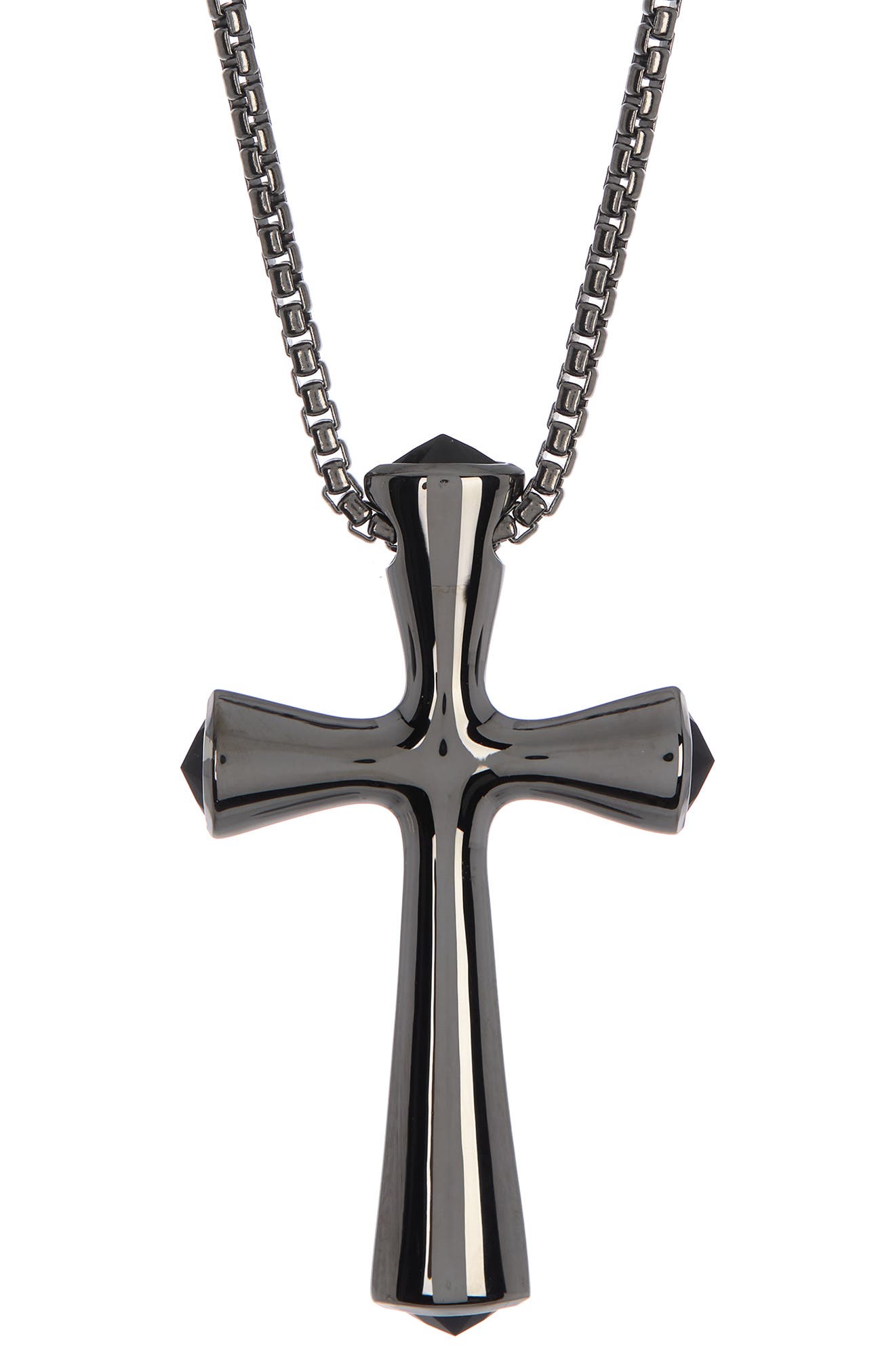 Effy Men's Onyx Cross Pendant Necklace in Sterling Silver, 16 in