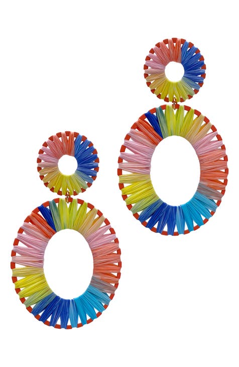Oval Colorful Thread Drop Earrings