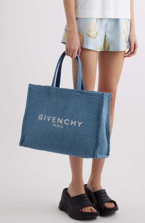 Shop Givenchy Soft Raffia G-tote In Denim Blue