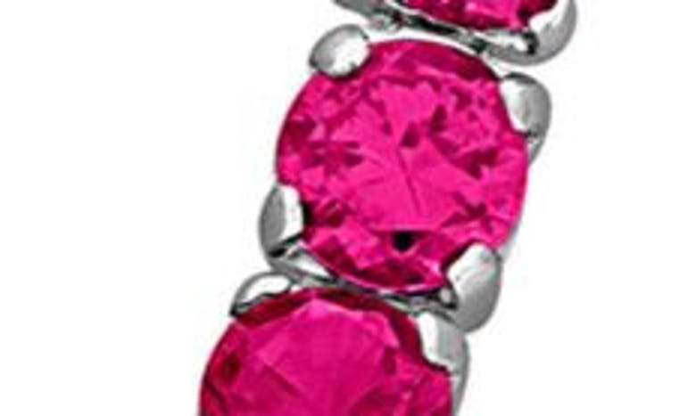 Delmar Lab Created White Sapphire Heart Necklace In Ruby