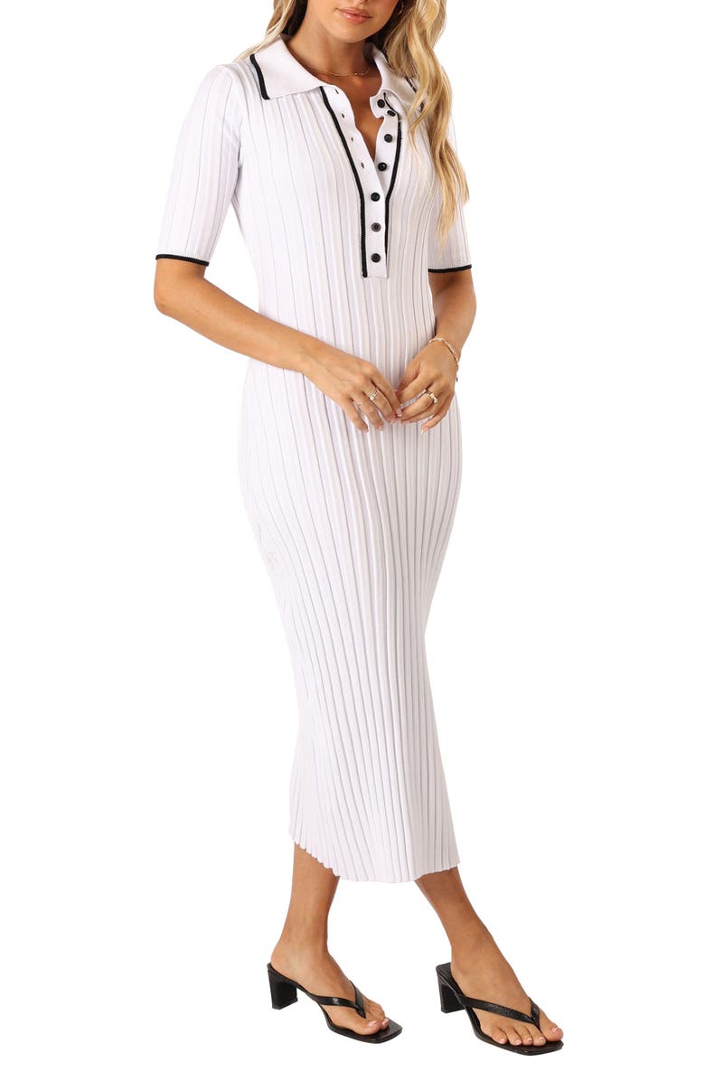 Petal & Pup Kins Ribbed Polo Sweater Dress, Alternate, color, White