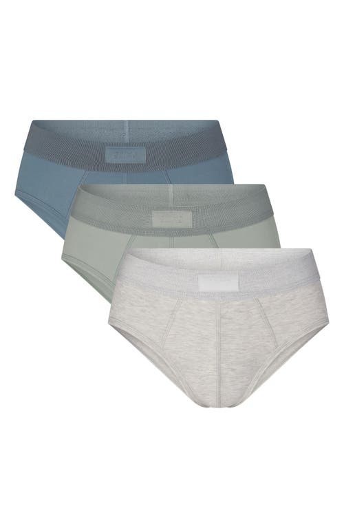 Skims Mens Mineral Multi Branded-waistband Pack Of Three Stretch-cotton Briefs In Mineral Multi