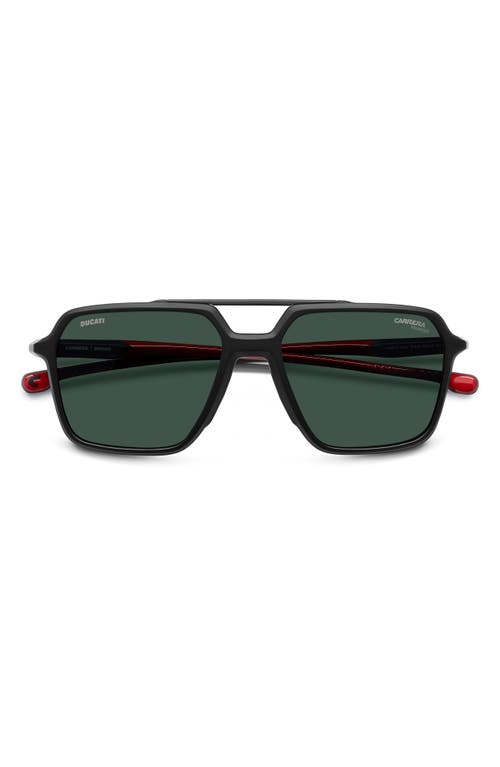 Carrera Eyewear x Ducati Carduc 55mm Rectangular Aviator Sunglasses in Matteblack/Green Polar