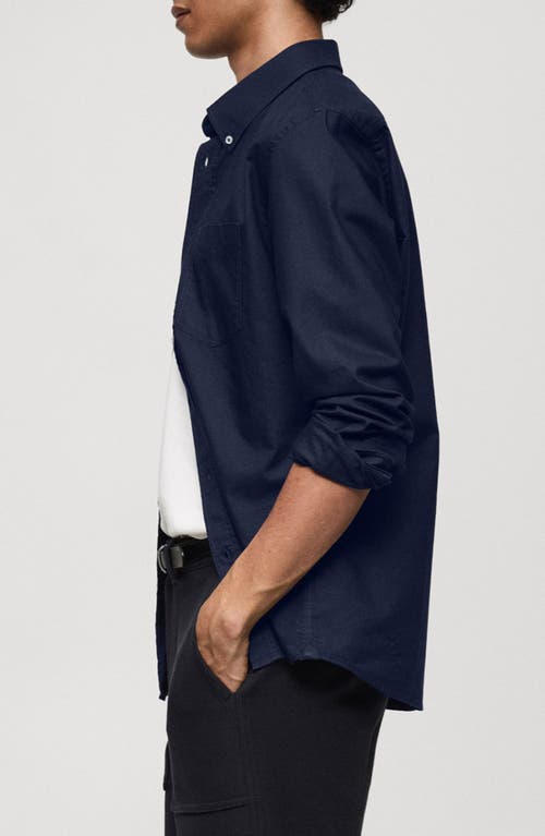 Shop Mango Regular Fit Oxford Button-down Shirt In Dark Navy