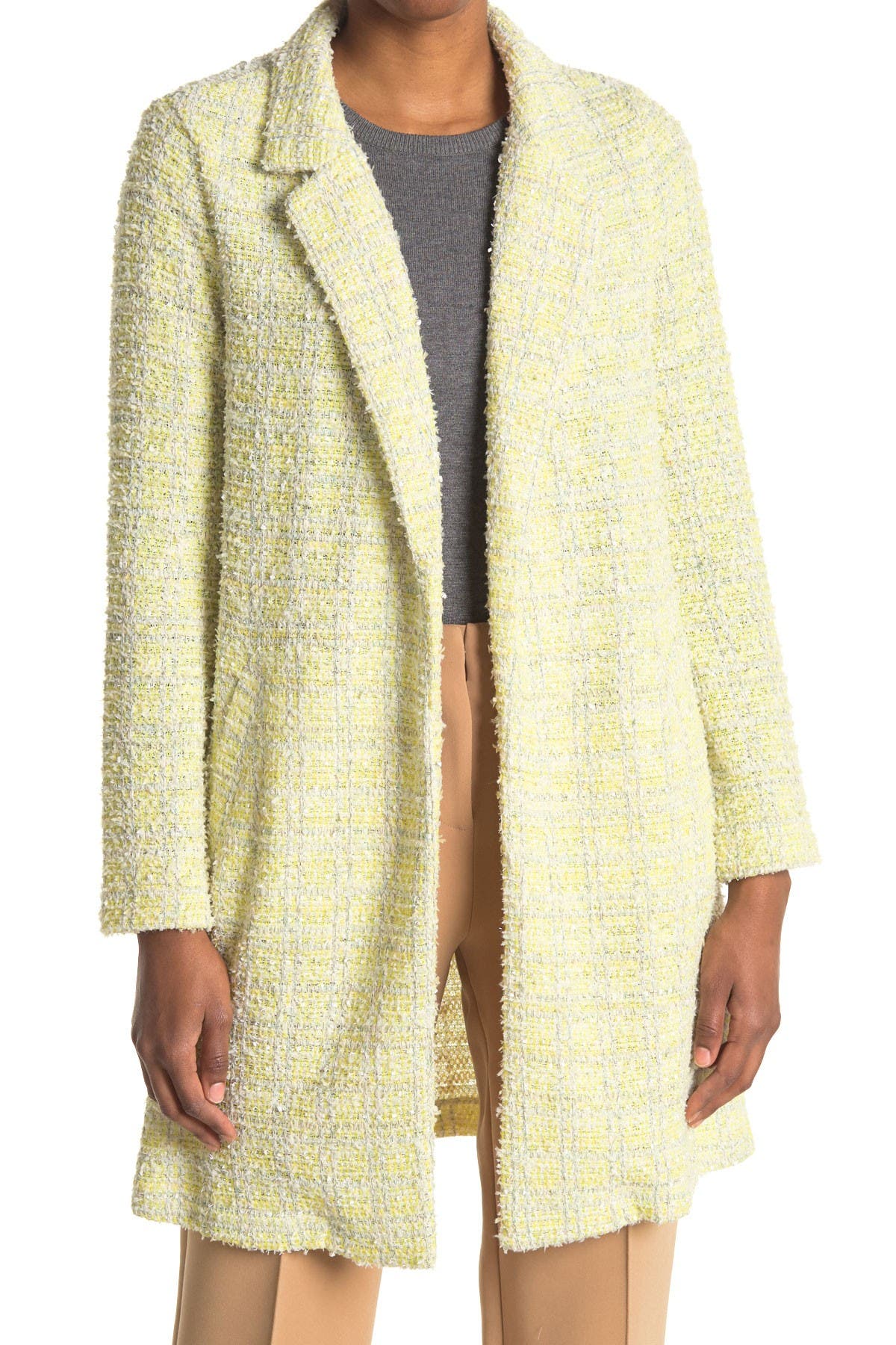 Melloday Plaid Knit Coat In Bright Yellow2