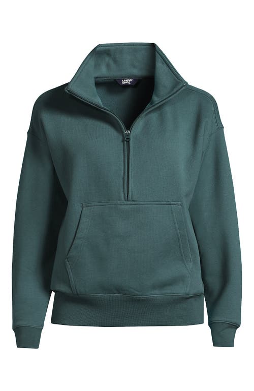 Shop Lands' End Serious Sweats Relaxed Long Sleeve Half Zip Sweatshirt In Tourmaline