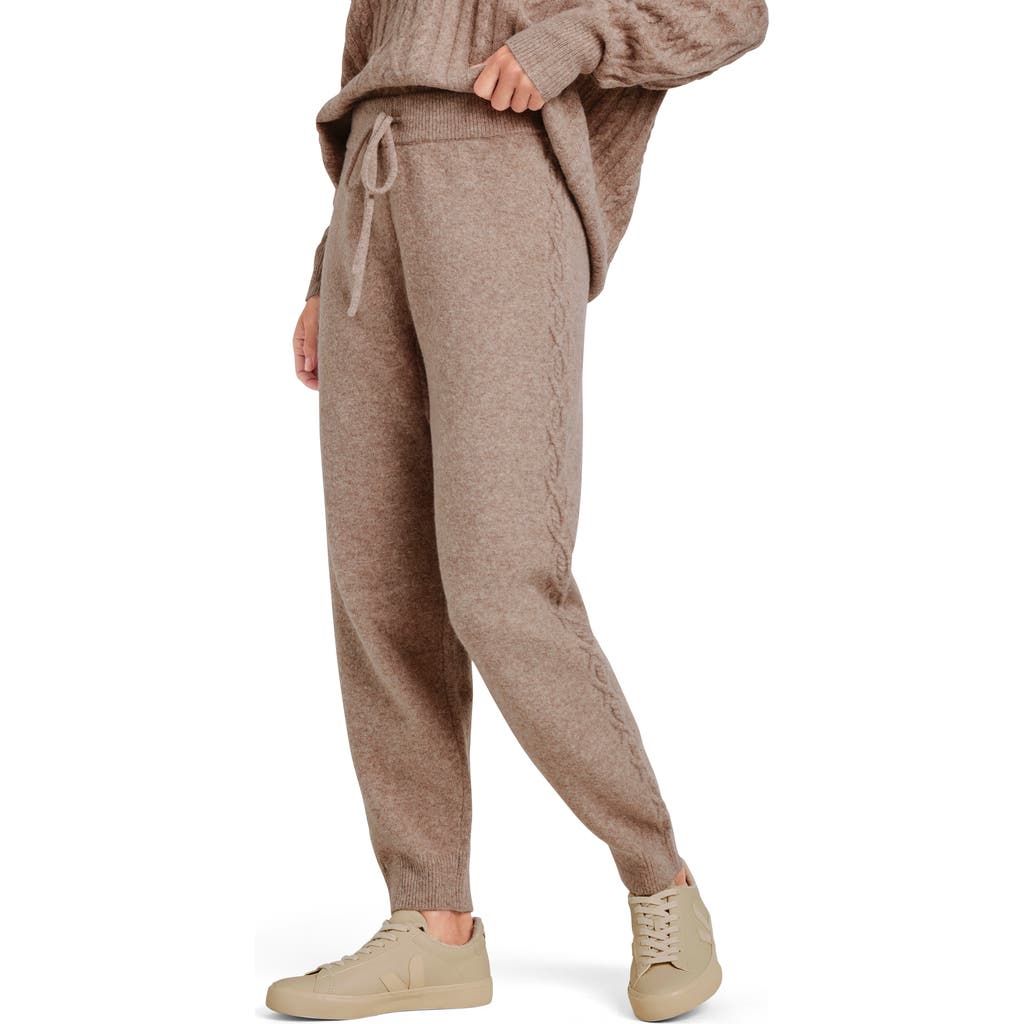 Splendid Stassi Side Cable Sweater Knit Joggers in Tawny Heather