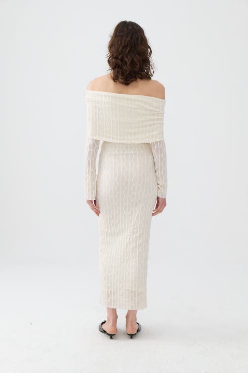 Nocturne Off The Shoulder Layered Design Dress In Ivory