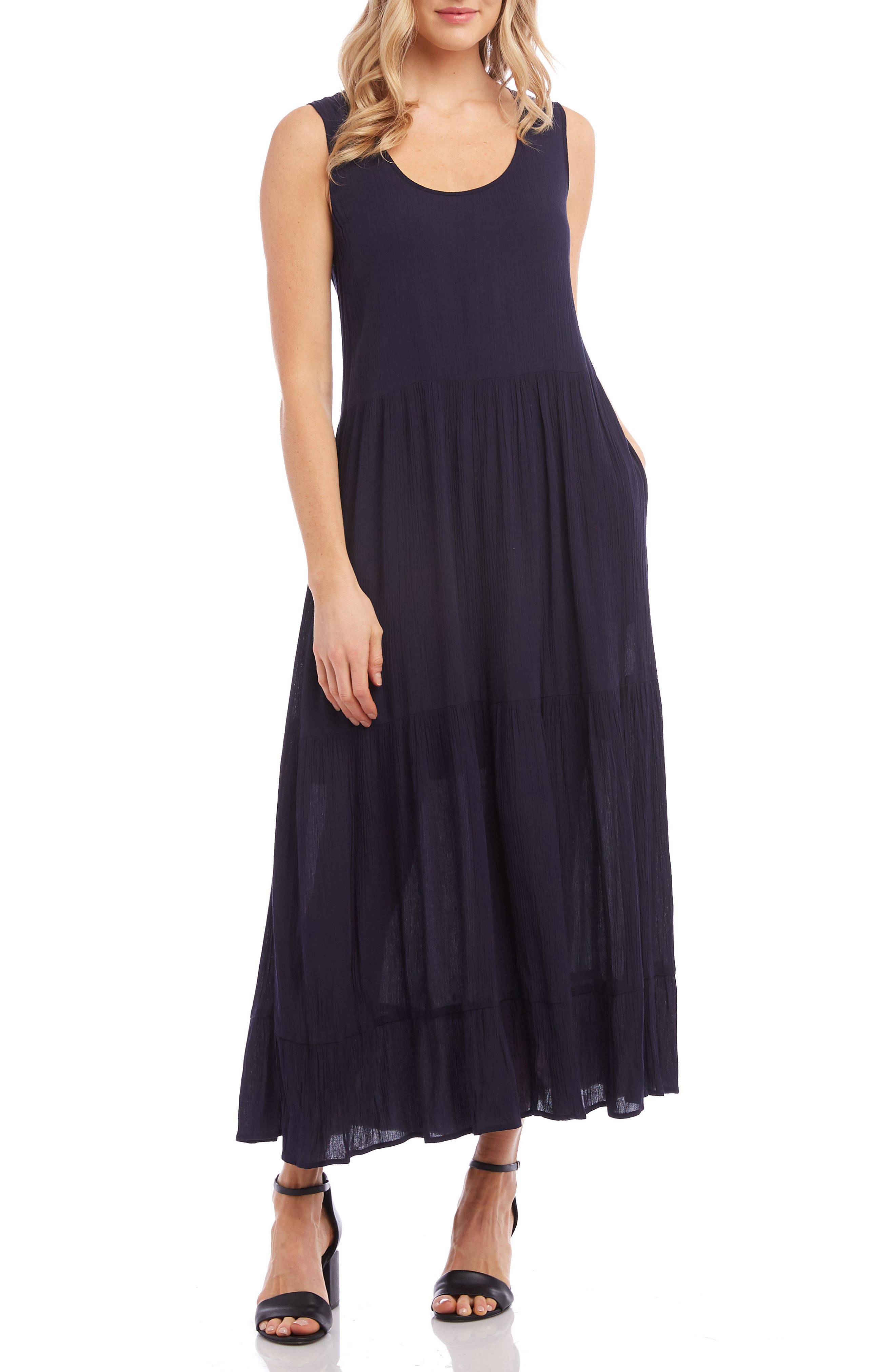 Karen Kane Tiered Midi Dress, Blue