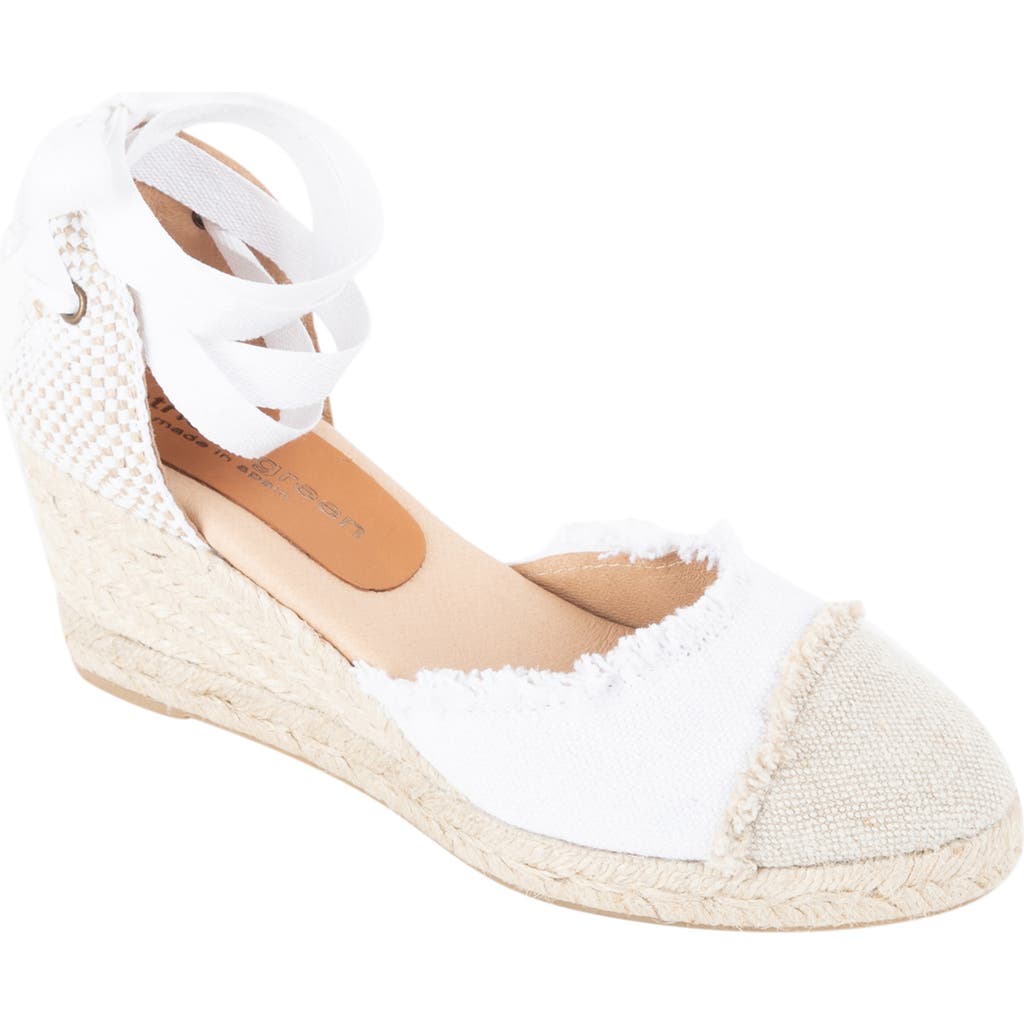 Shop Patricia Green Elle Cap Toe Ankle Tie Espadrille In White/camel