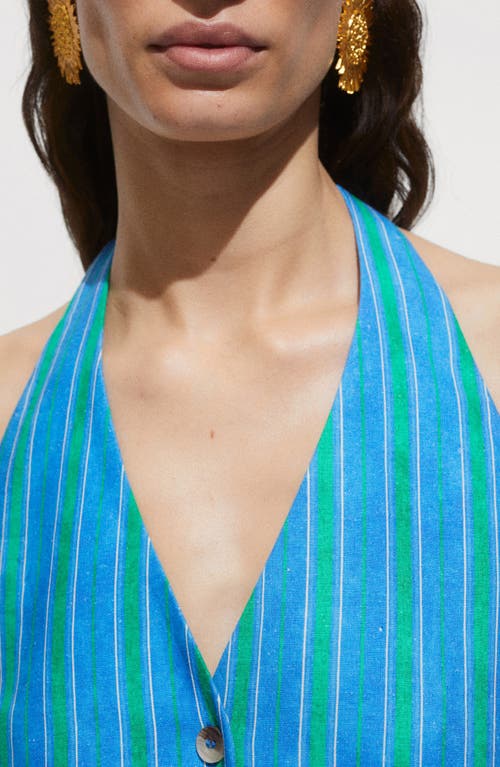 Shop Mango Moraima Stripe Halter Vest In Medium Blue