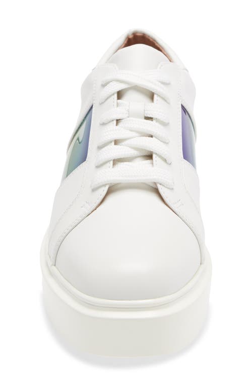 Shop Linea Paolo Karis Platform Sneaker In White/green Leather