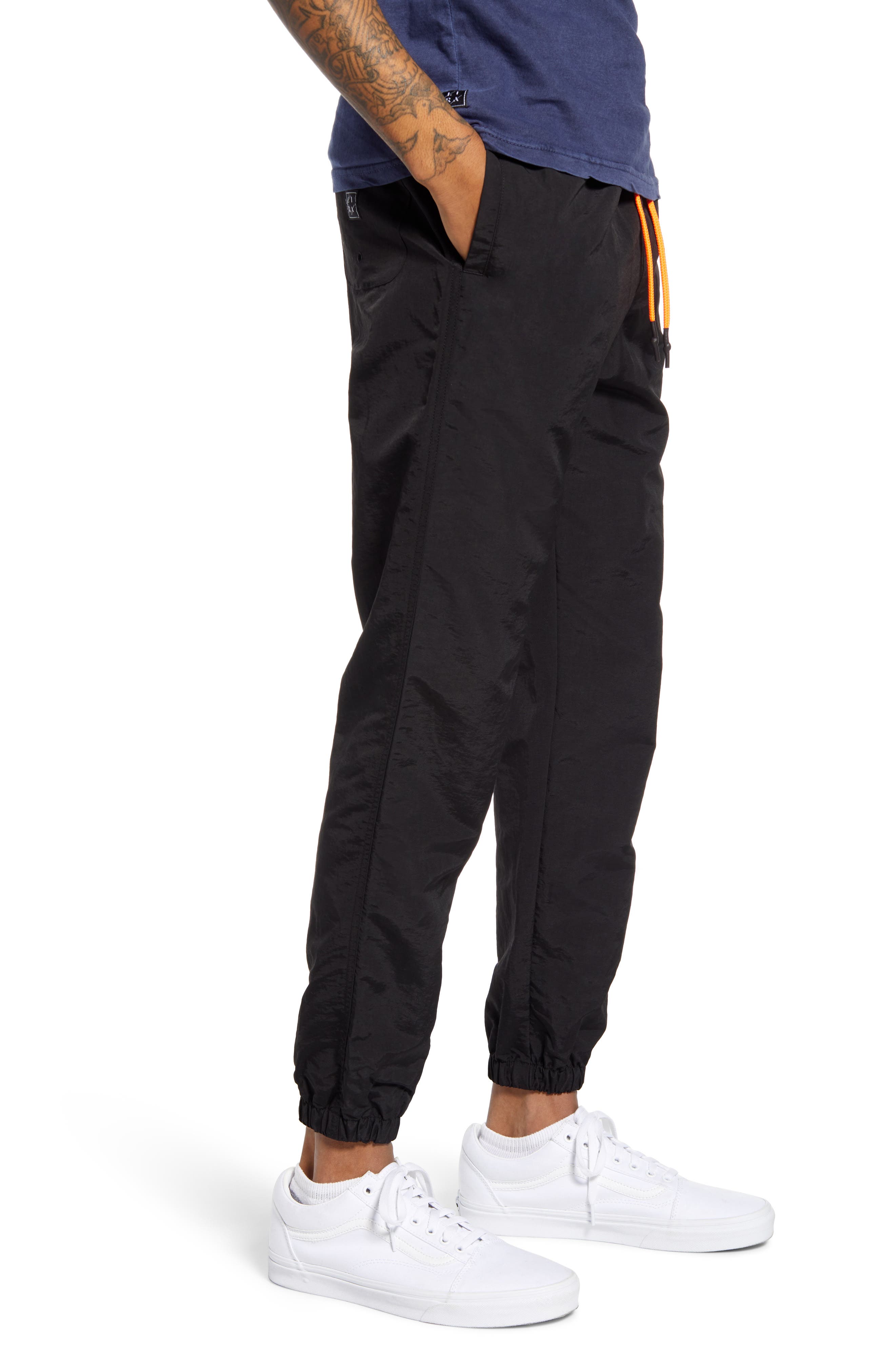 mens black nylon joggers