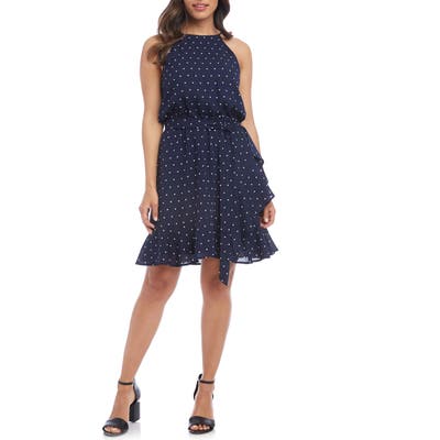 Karen Kane Sleeveless Ruffle Wrap Dress, Blue