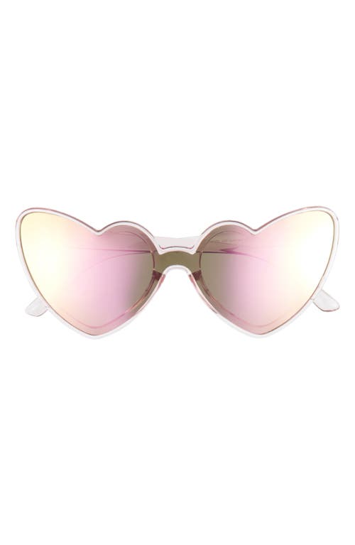 61mm Heart Sunglasses in Clear Pink