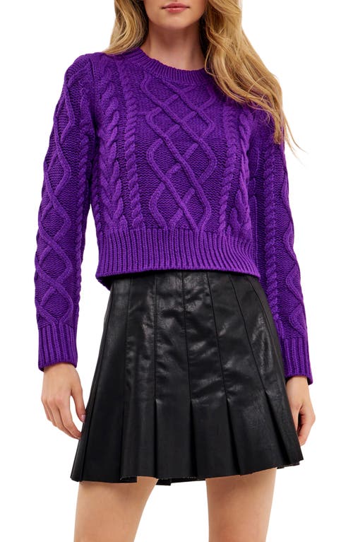 English Factory Crop Cable Stitch Sweater in Purple
