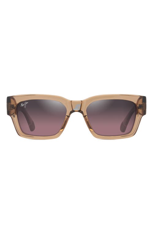 Maui Jim Kenui 53mm PolarizedPlus2 Square Sunglasses in Shiny Trans Light Brown at Nordstrom