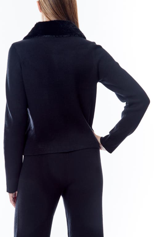 By Design Isa Faux Fir Trim Cardigan In Black