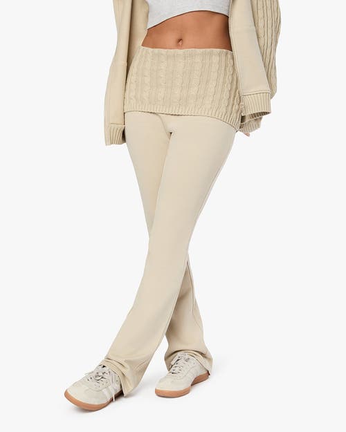 Shop Weworewhat Cable Knit Roll Over Pant In Taupe