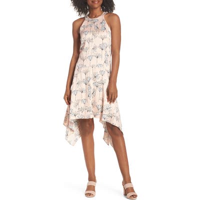 Maggy London Printed Handkerchief Hem Dress