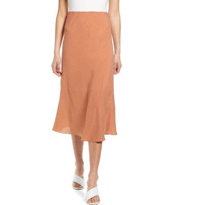 Leith Bias Cut Midi Skirt, Brown