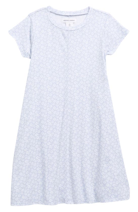 Melrose And Market Kids' Short Sleeve Knit Dress In Blue Feather Daisy