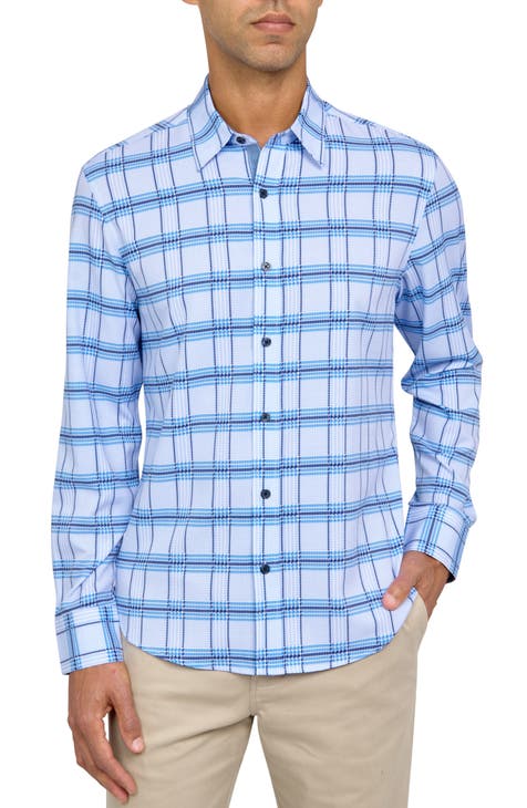 Slim Fit Houndstooth Four-Way Stretch Performance Sport Shirt